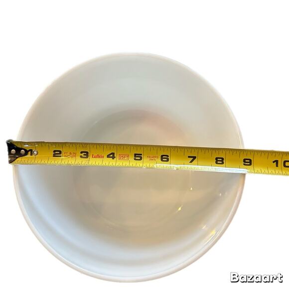 Vintage PYREX Hamilton Beach Mixing Bowl Milk Glass Ribbed USA Racine WI 50s - Picture 7 of 8